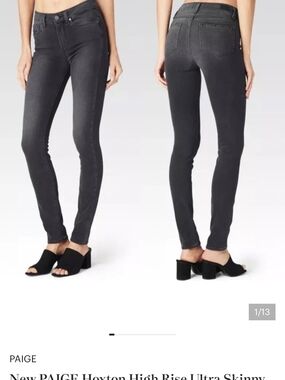 PAIGE Hoxton High-Rise Ultra Skinny Jeans in Charcoal Gray